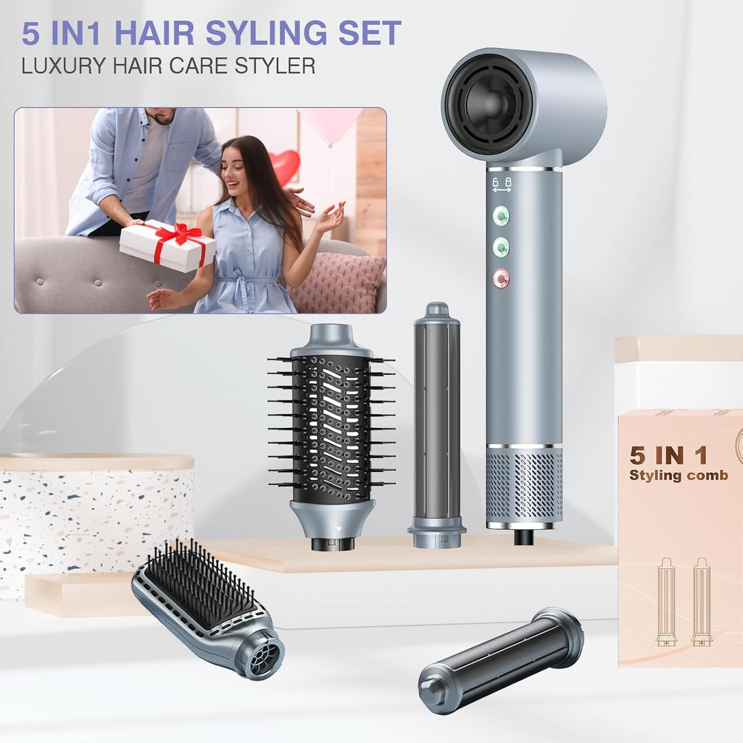 Air Styler, 110,000 RPM High-Speed Ionen Haartrockner mit Föhn, Warmluftbürste Haarstyler, 20m/s Luf