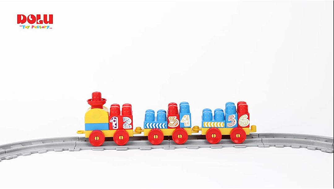 DOLU Eisenbahn für Kinder Zug Set 89 teilig über 3 Meter ab 18 M 89 tlg, 89 tlg
