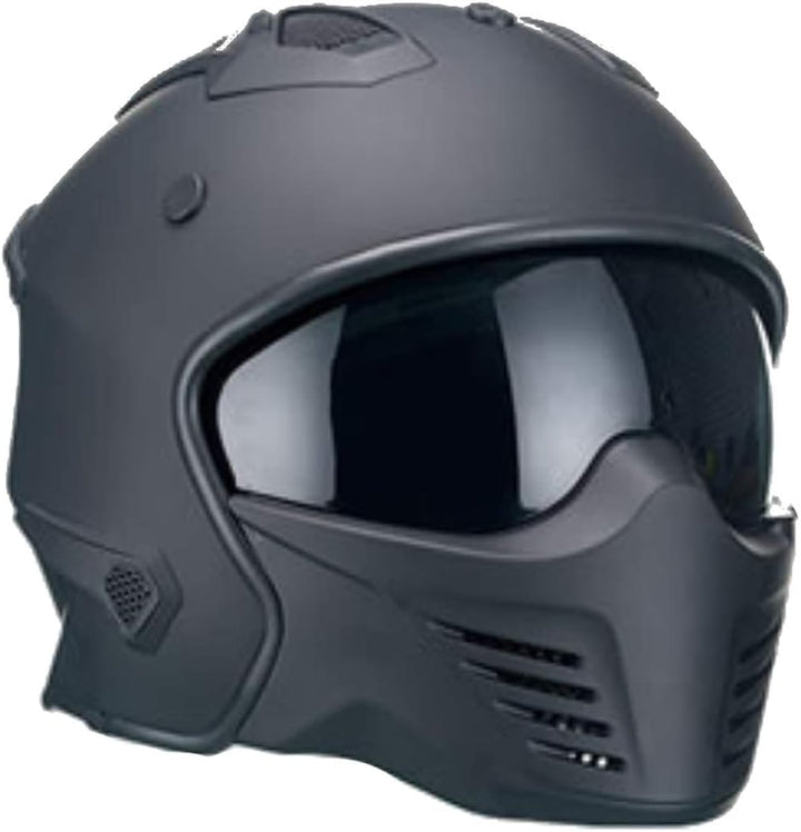 Motorradhelm Jethelm Helm RALLOX 726 matt schwarz mit ansteckbaren Kinnteil Grösse L, L