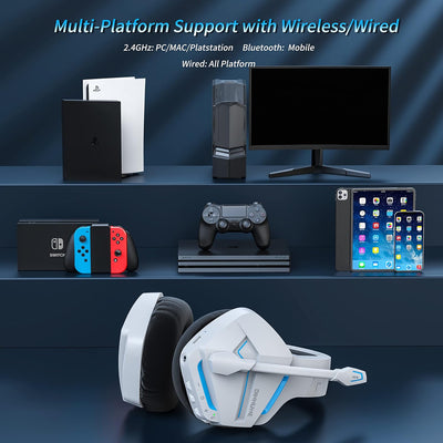 BINNUNE Gaming Headset Wireless für PS4 PS5 PC Playstation 4 5, PS5 Headset Wireless mit Bluetooth M