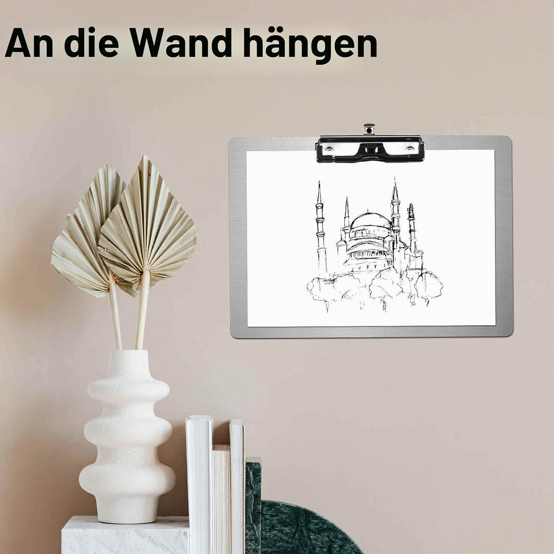 Magnetische Klemmbretter aus Edelstahl, Metallklemmbretter mit flachem 304-Clip, schwarze Tafeln für