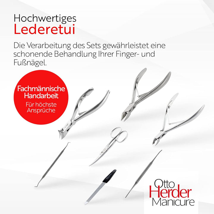 Otto Herder Profi-Fusspflege Set Professionell 7-teilig, Hochwertige Podologie-Instrumente Schwarzes