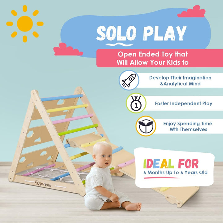 CCLIFE Kletterdreieck mit Rutsche ab 1 Jahr 5 in1 Montessori Klettergerüst Indoor Pikler Dreieck Kin