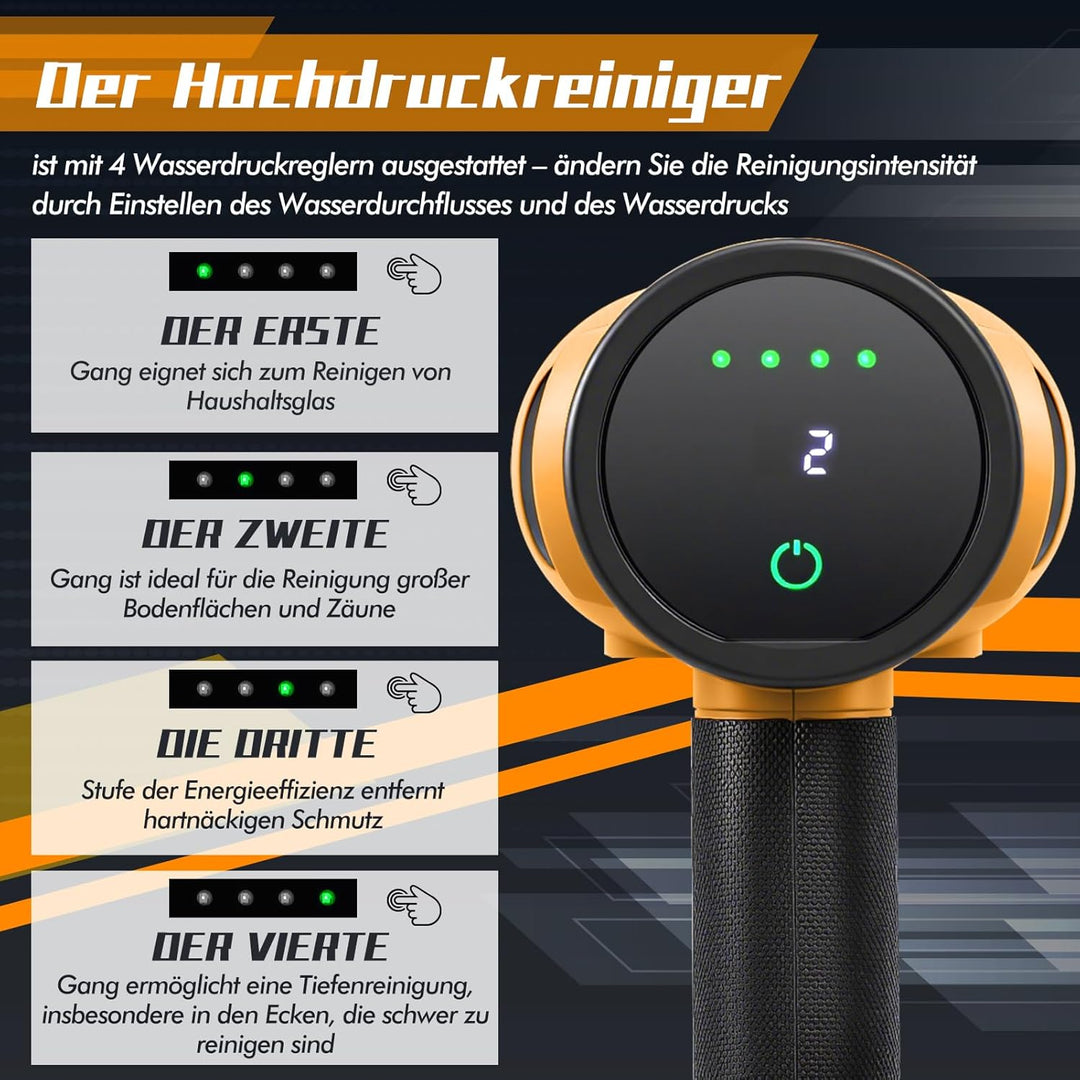 Viugreum 200 Bar Akku Hochdruckreiniger, 6-in-1-hochdruckreiniger mit akku 2 4000 mAh, 5 m Schlauch
