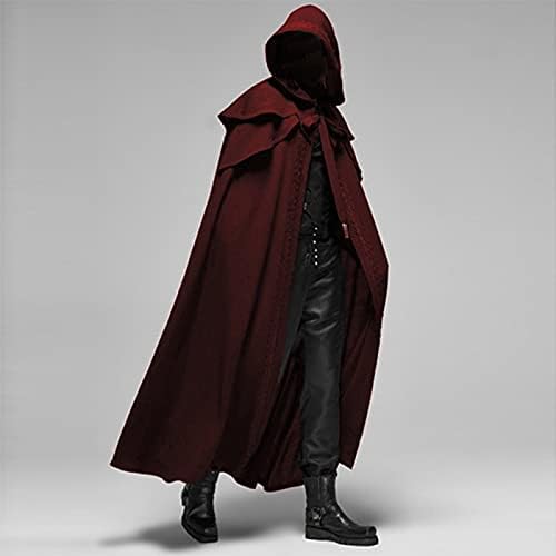 Lange Umhang mit Kapuze DamenVintage Einfarbig Poncho RobeHalloween KostümLeichte TrenchcoatWinddich