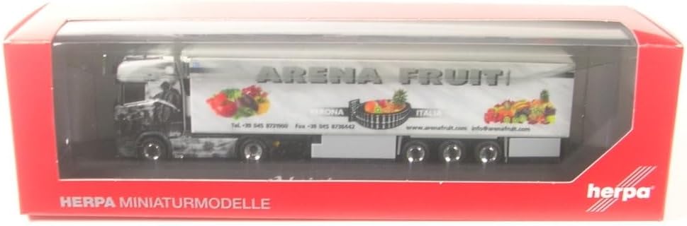 herpa 122269 Scania LKW Modell CS 20 HD Kühlkoffer-Sattelzug Arena Fruit, Miniatur im Massstab 1:87,