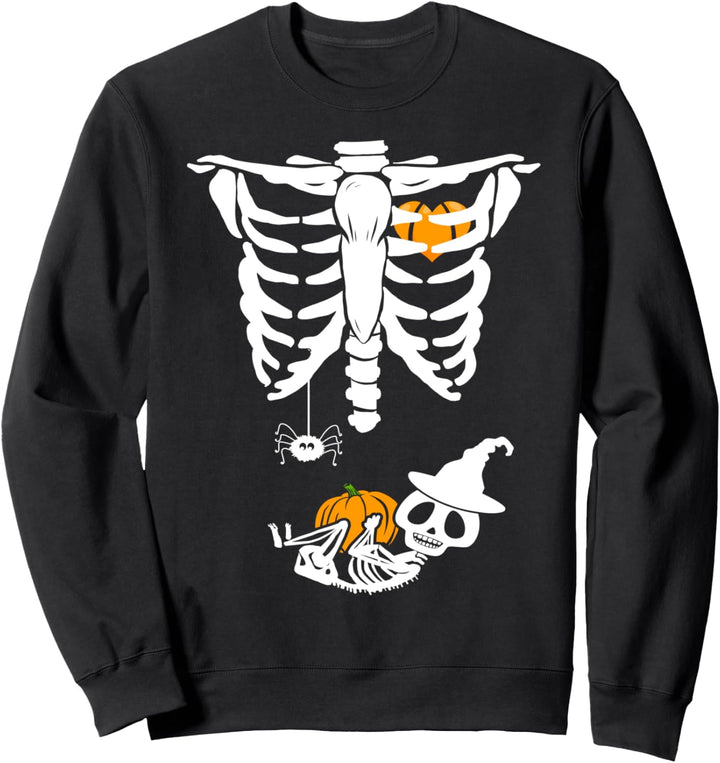 Halloween Skelett Baby Rib Cage Umstandskostüm Schwangere Sweatshirt