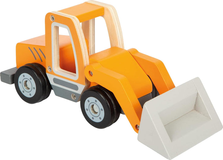 small foot Radlader mit Schaufel aus Holz, Spielfahrzeug mit Schaufelarm und gummierten Reifen, Bauf