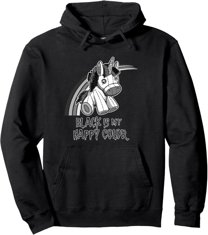 Black Is My Happy Color Gothic Einhorn Goth Girl Emo Pullover Hoodie