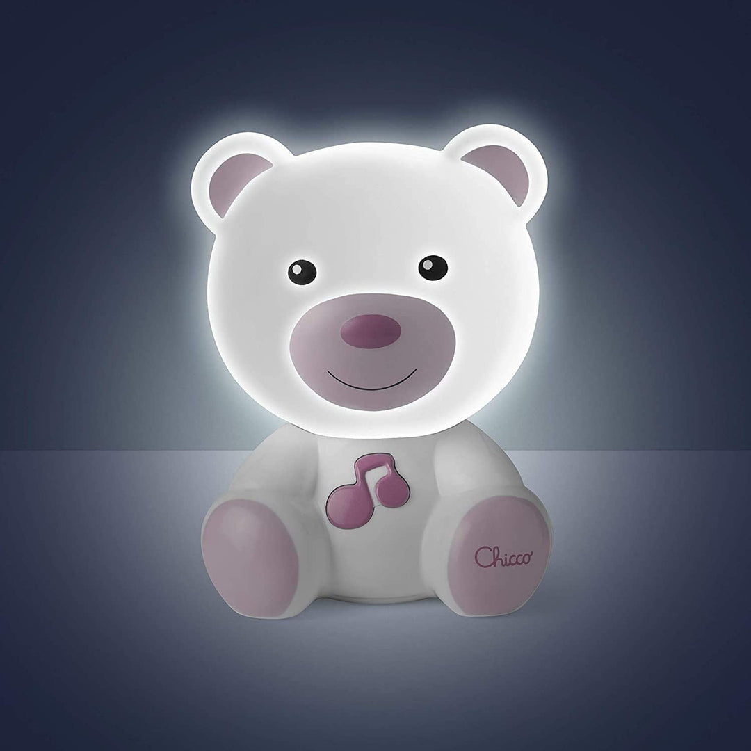 Chicco Bär-Nachtlicht, Traumlicht, tragbare Bär-Lampe mit klassischer Musik und beruhigenden Klängen