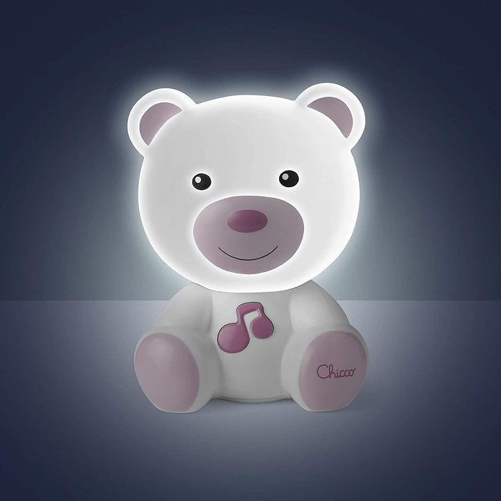 Chicco Bär-Nachtlicht, Traumlicht, tragbare Bär-Lampe mit klassischer Musik und beruhigenden Klängen