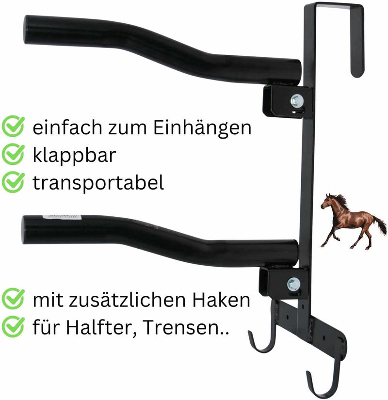 AMKA Sattelhalter klappbar für 2 Sattel klappbar flexibel mit 2 Trensenhaken zum Einhängen