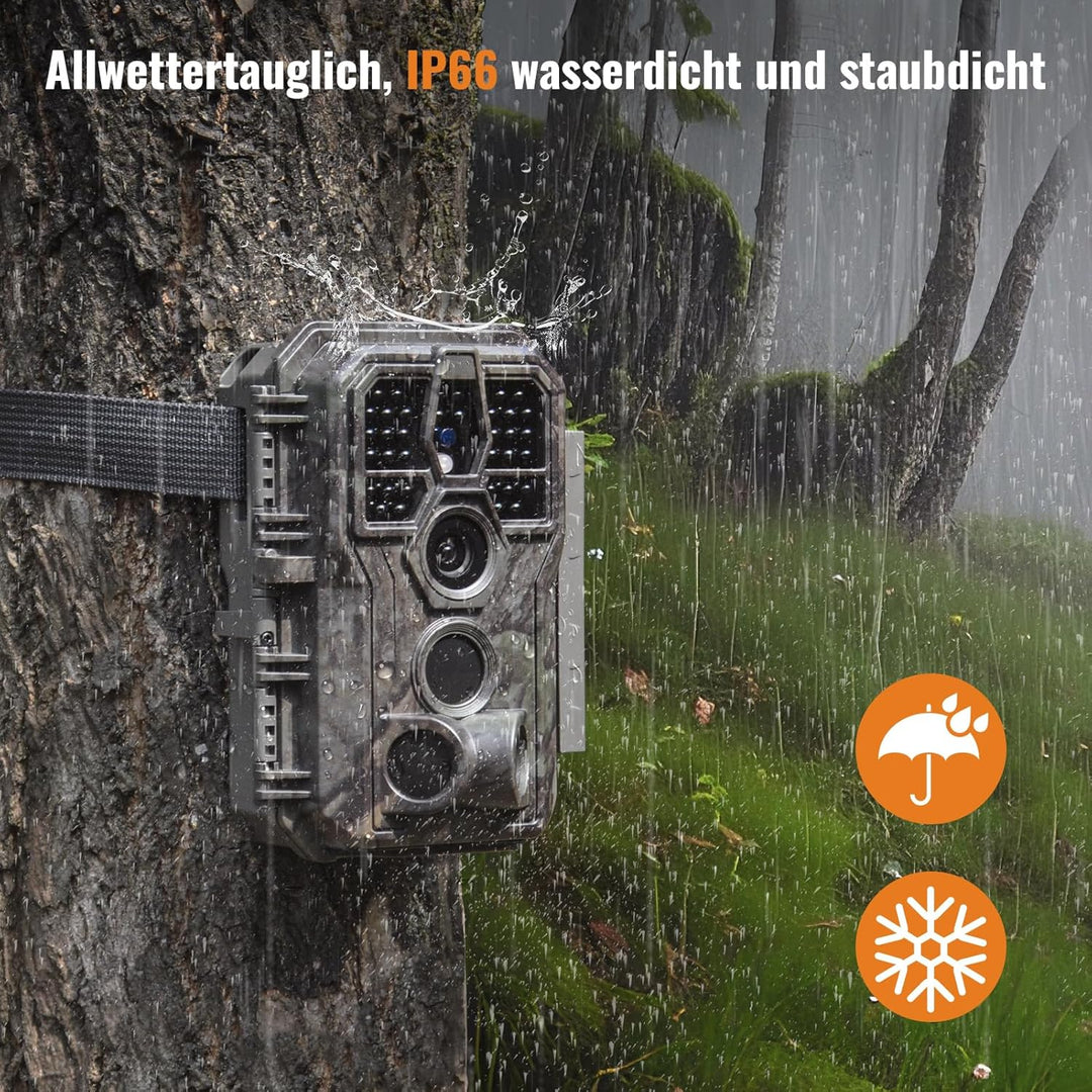 GardePro A50 4K Wildkamera mit 32 GB SD-Karte, 64MP, Wildkamera mit Bewegungsmelder Nachtsicht bis 3