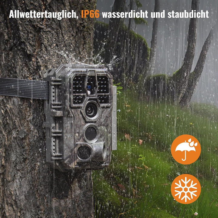 GardePro A50 4K Wildkamera mit 32 GB SD-Karte, 64MP, Wildkamera mit Bewegungsmelder Nachtsicht bis 3