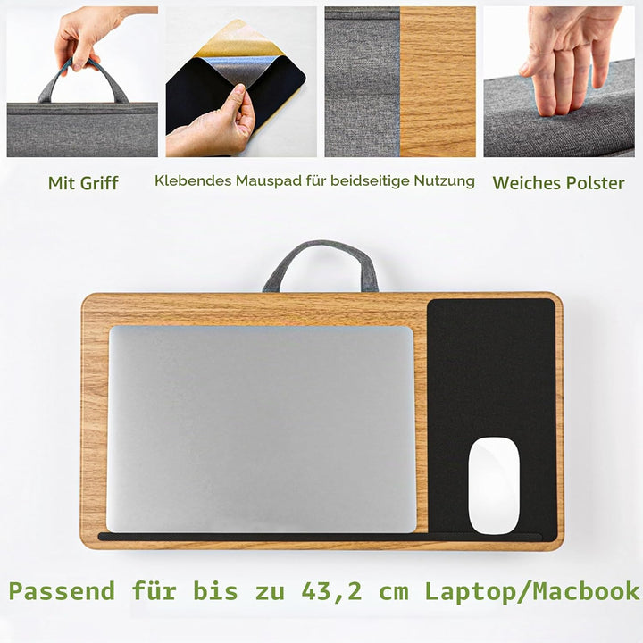 ergomi Laptopkissen Schoss | Homeoffice Kissentablett mit Kissen | Laptoptisch fürs Bett/Couch/Sofa