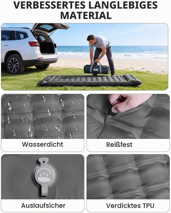 WARMTUYO Isomatte, Luftmatratze Camping mit Elektrisch Pumpe, 12CM Dicke Matratze Outdoor Aufblasbar