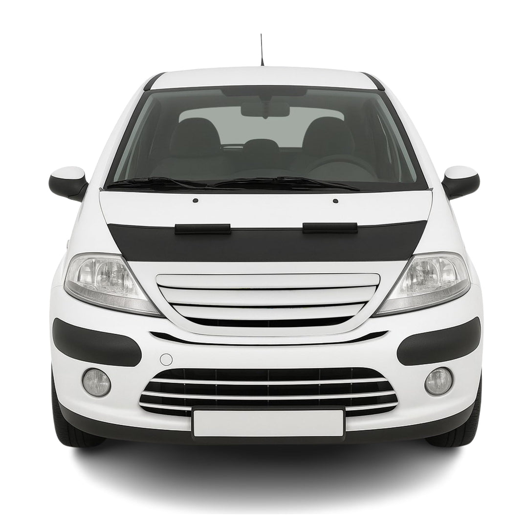 OMAC Haubenbra Steinschlagschutz Bonnet Bra kompatibel mit Citroen C3 2003-2009 Schwarz Halb Schwarz