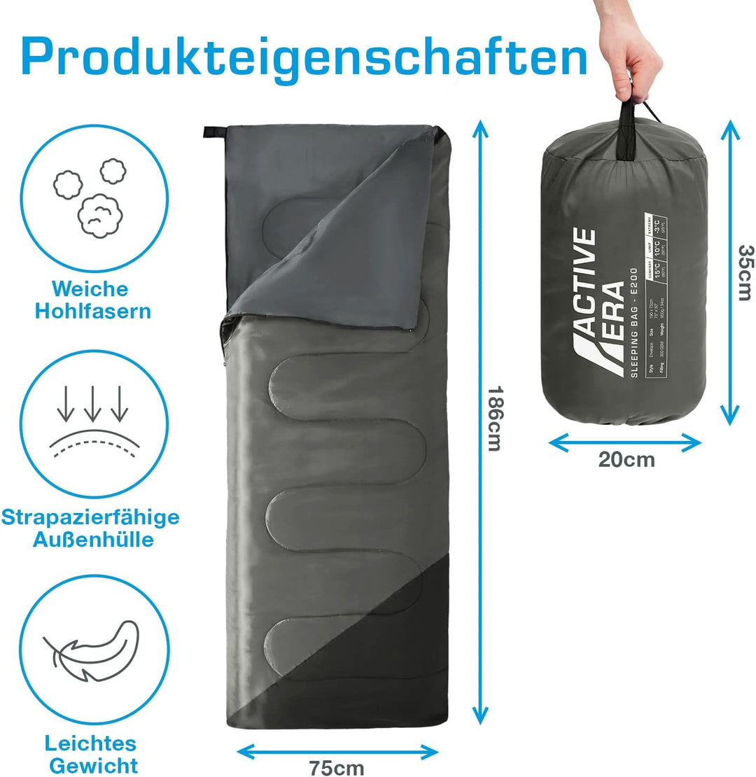 Active Era Deckenschlafsack - Sleeping Bag, -3°C bis 15°C Sommer, Frühling, Herbst - Leichter Schlaf
