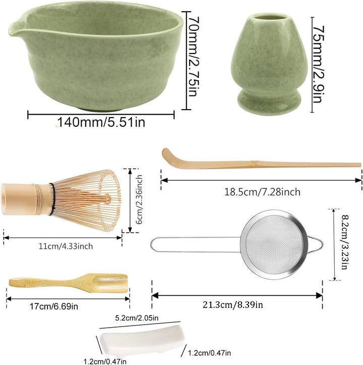 Matcha Tea Set,7 Piece Matcha Besen Set, with Matcha Whisk, Broom,Matcha Schale,Matcha Bowl with Spo