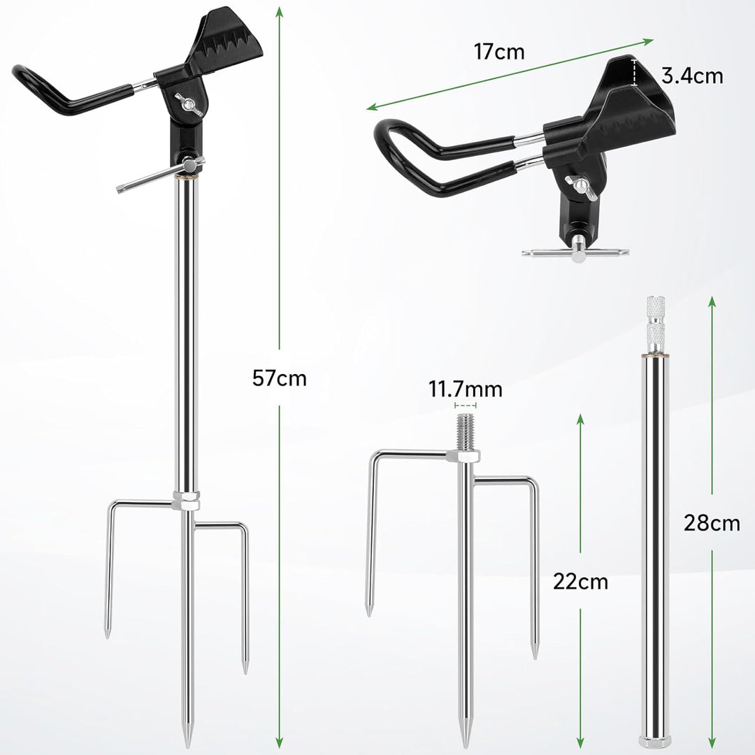 KOMCLUB Rutenhalter, Angelrute Halter 2 Stück Edelstahl Universal Ruten Ständer 360°Verstellbar Ange