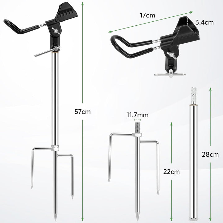KOMCLUB Rutenhalter, Angelrute Halter 2 Stück Edelstahl Universal Ruten Ständer 360°Verstellbar Ange