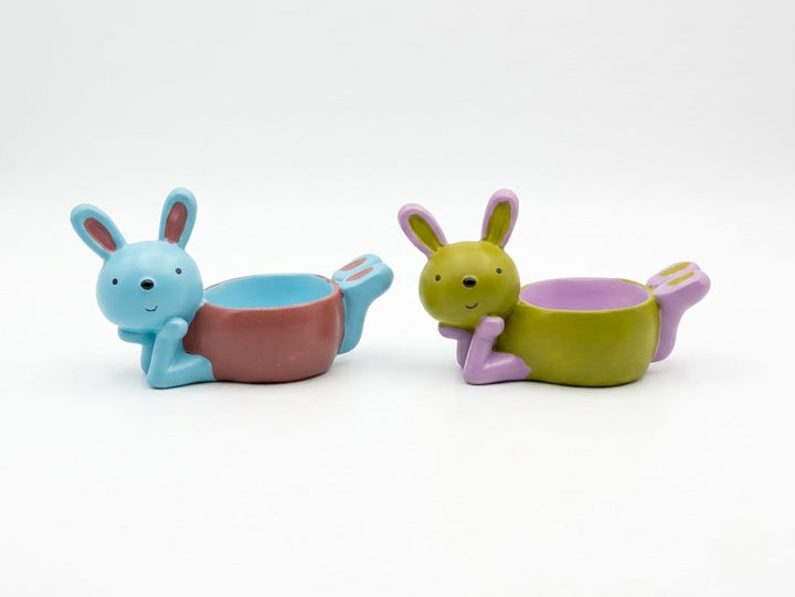 2er Set Eierbecher Hase Keramik – Lustige Osterdeko & Frühstückszubehör