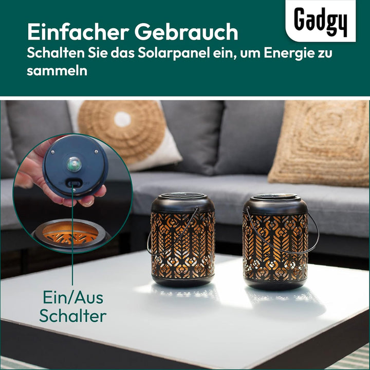 Gadgy Solarlaterne für Aussen Hängend | 2 Stück mit Pfau-Motiv | Solar Laternen für Draussen | LED L