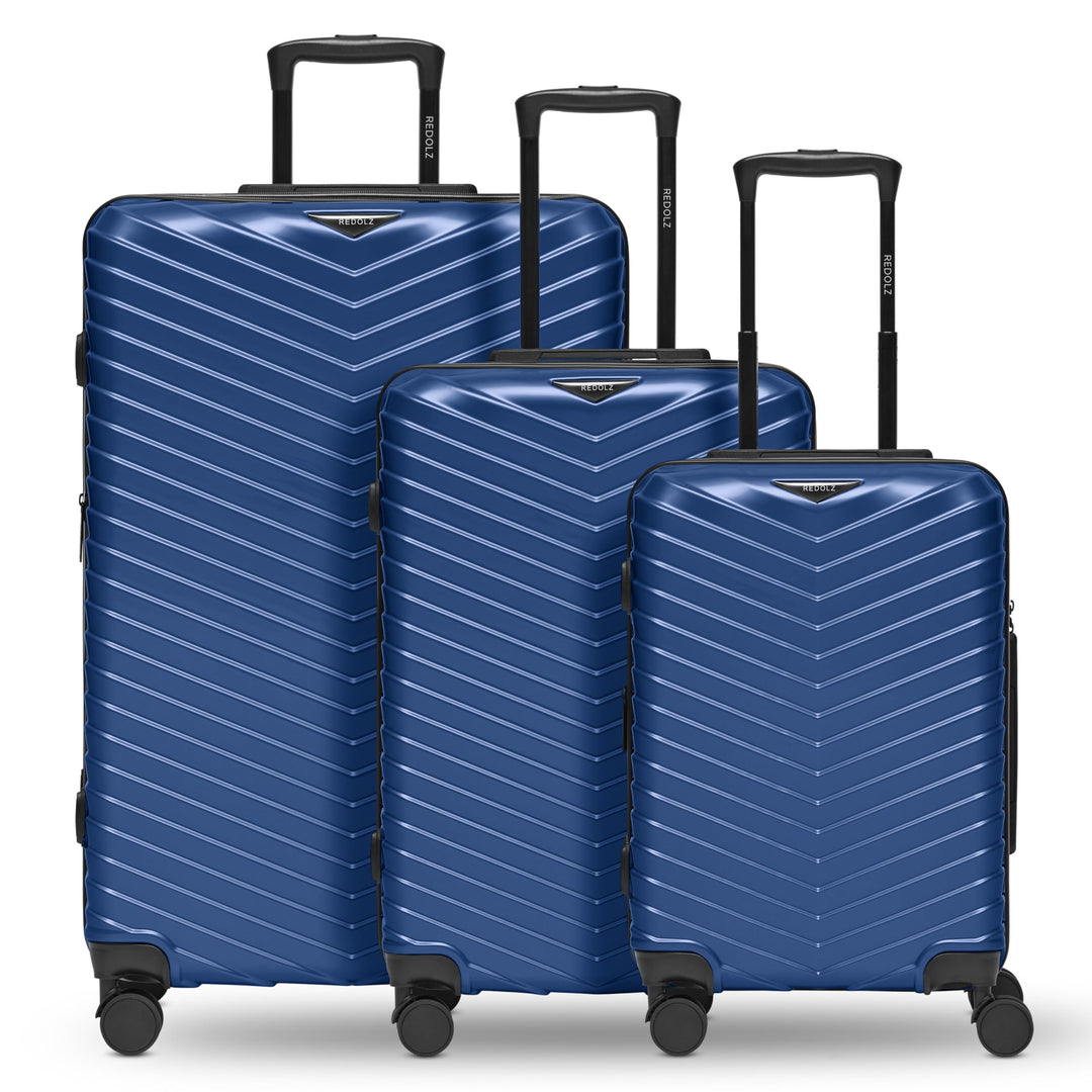 REDOLZ Ultra leicht Hartschalen Koffer-Set 3-teilig | Shiny Oberfläche & mit Dehnfalte erweiterbar u