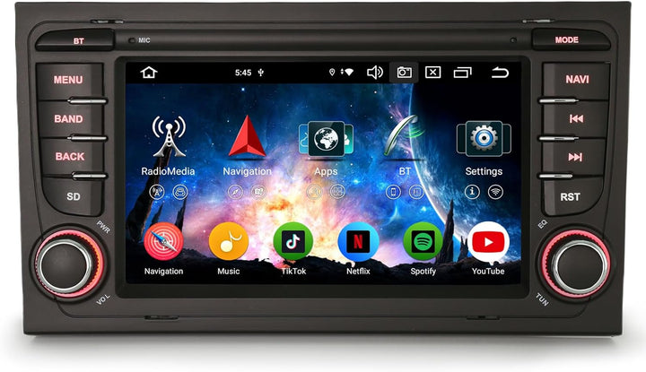 Erisin 8-Kern 4GB+64GB 7 Zoll Android 14 Autoradio Bluetooth mit GPS Navi für Audi A4 S4 RS4 RNS-E S