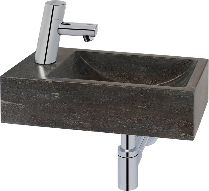 Saqu Nature Collection Naturstein-Waschbecken Links 40x22x10cm