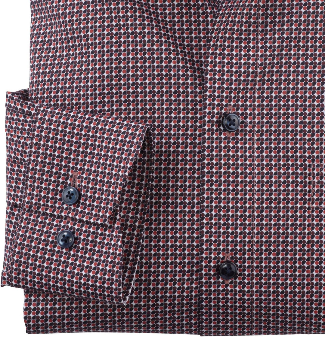 OLYMP Herren Businesshemd Langarm Luxor,Digitaldruck,modern fit,Global Kent 40 Dunkelrot 39, 40 Dunk
