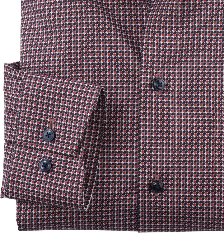 OLYMP Herren Businesshemd Langarm Luxor,Digitaldruck,modern fit,Global Kent 40 Dunkelrot 39, 40 Dunk