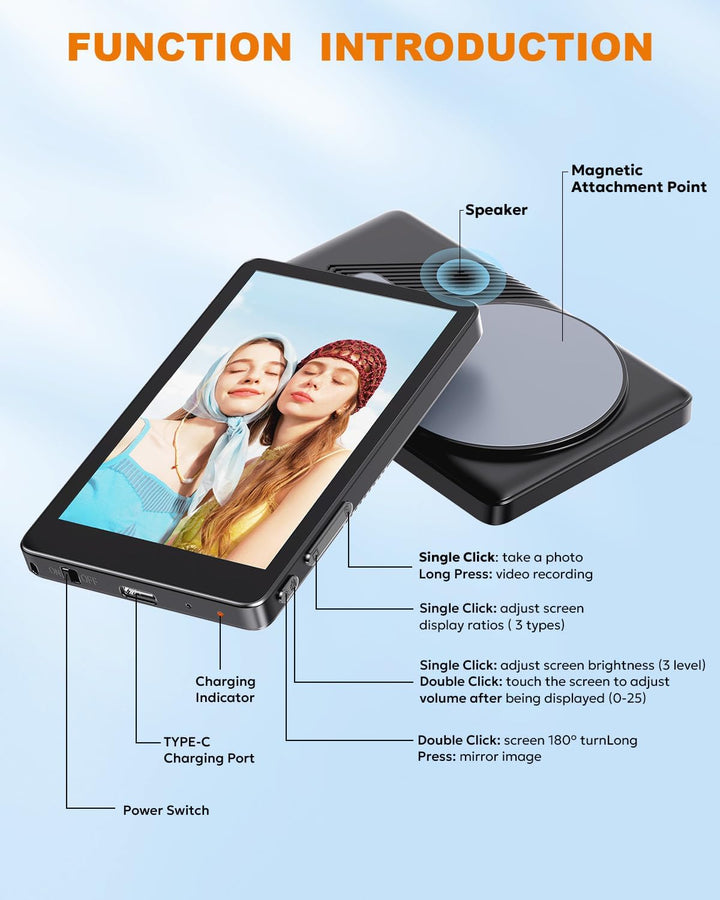 Vlog Handy Selfie Monitor：4" Vlog Selfie Monitor Bildschirm mit Magnetischer | Smartphone Rückkamera