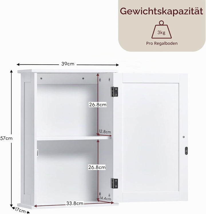 Bath Vida Badezimmerschrank, 1 Tür, Holz, weiss