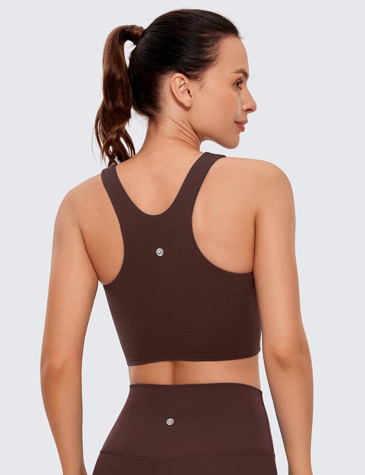 CRZ YOGA Damen Butterluxe Racerback Sport BH Gepolstert Ohne Bügel Crop Tops Longline Yoga Tank Top