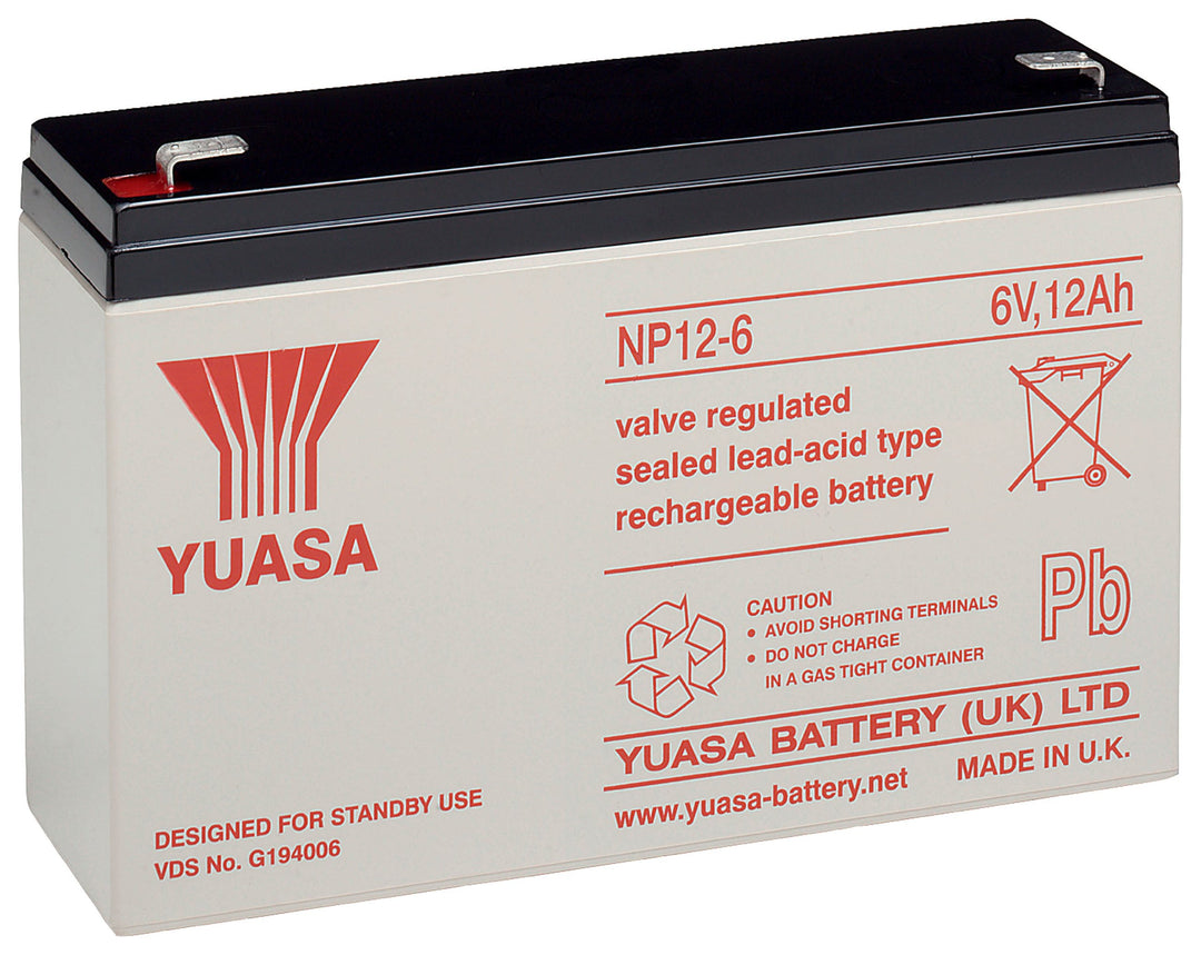 Yuasa NP12-6 Blei-Akku 6V (Faston 250-6,3mm)