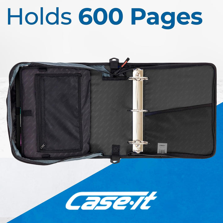 Case-it The Mighty D-146 Ordner mit Reissverschluss, 7,6 cm O-Ringe, 5 farbige Registerkarten, mehre