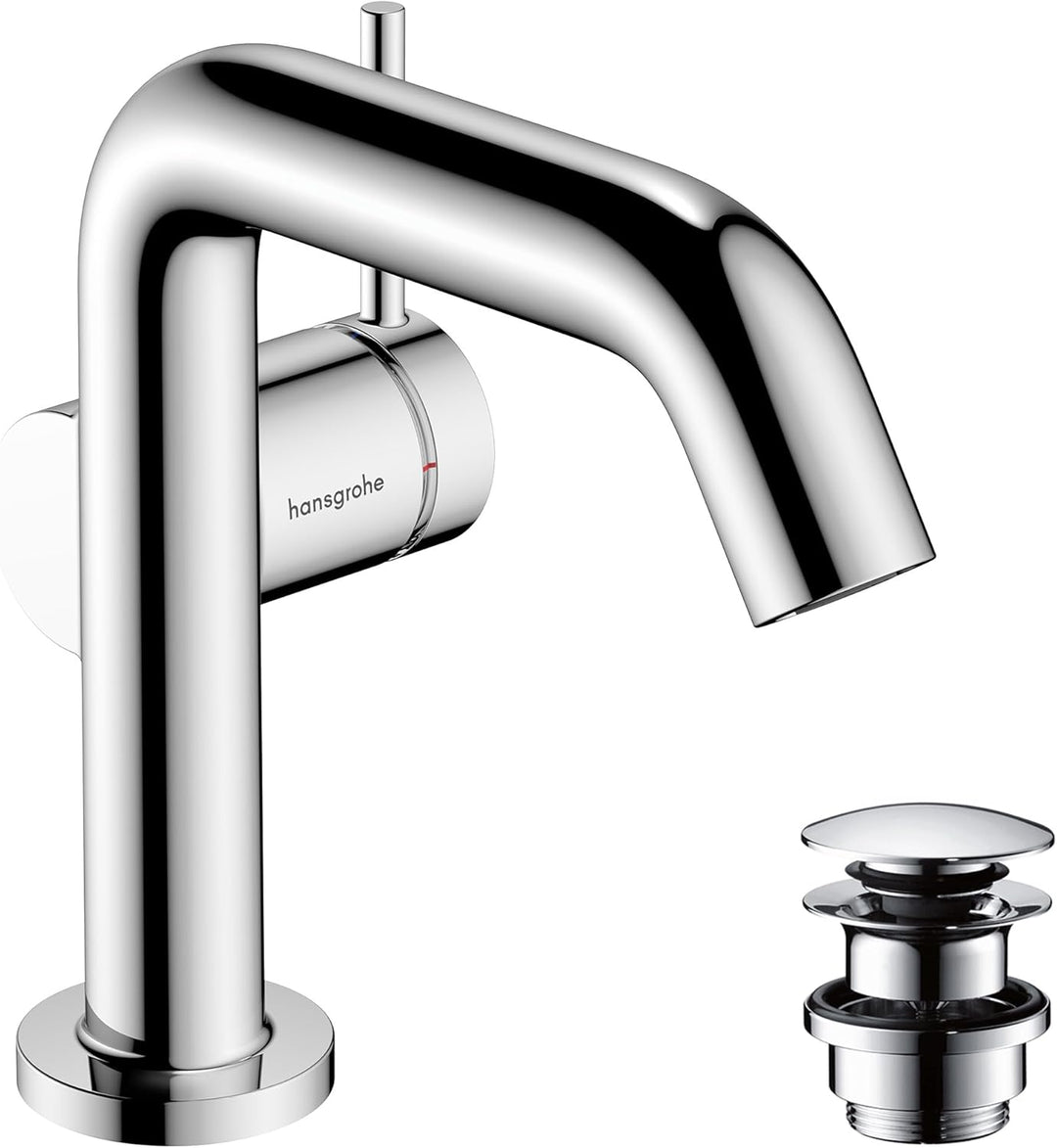 hansgrohe Tecturis S Fine - Waschtischarmatur mit Push-Open Ablauf, energiesparend (CoolStart), Wass