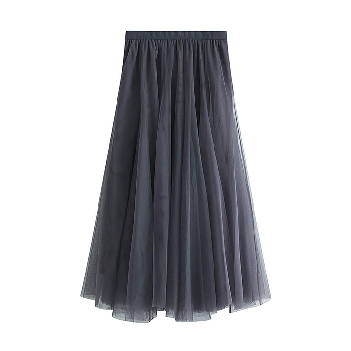 Damen Rock Sommer Langer Tüllrock A-Linie Faltenrock Knöchellang Hoher Bund Schick Maxirock Elastisc