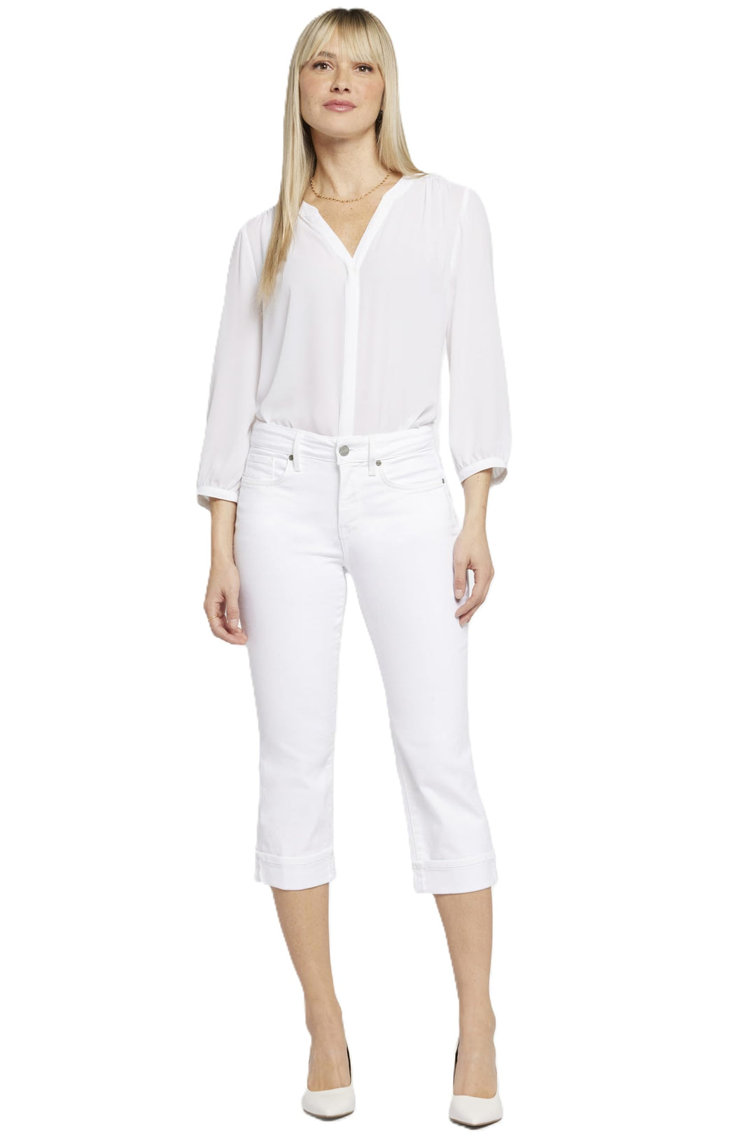 NYDJ Damen Marilyn Crop with Cuff Jeans, Optic White