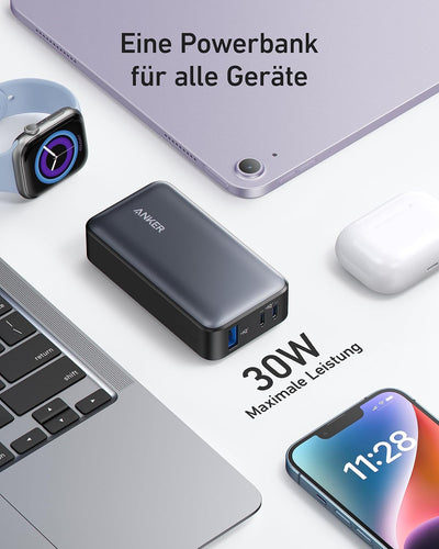 Anker Powerbank 10.000mAh, 533 PowerCore mit Power Delivery Technologie (PD 30W max. Leistung), Powe