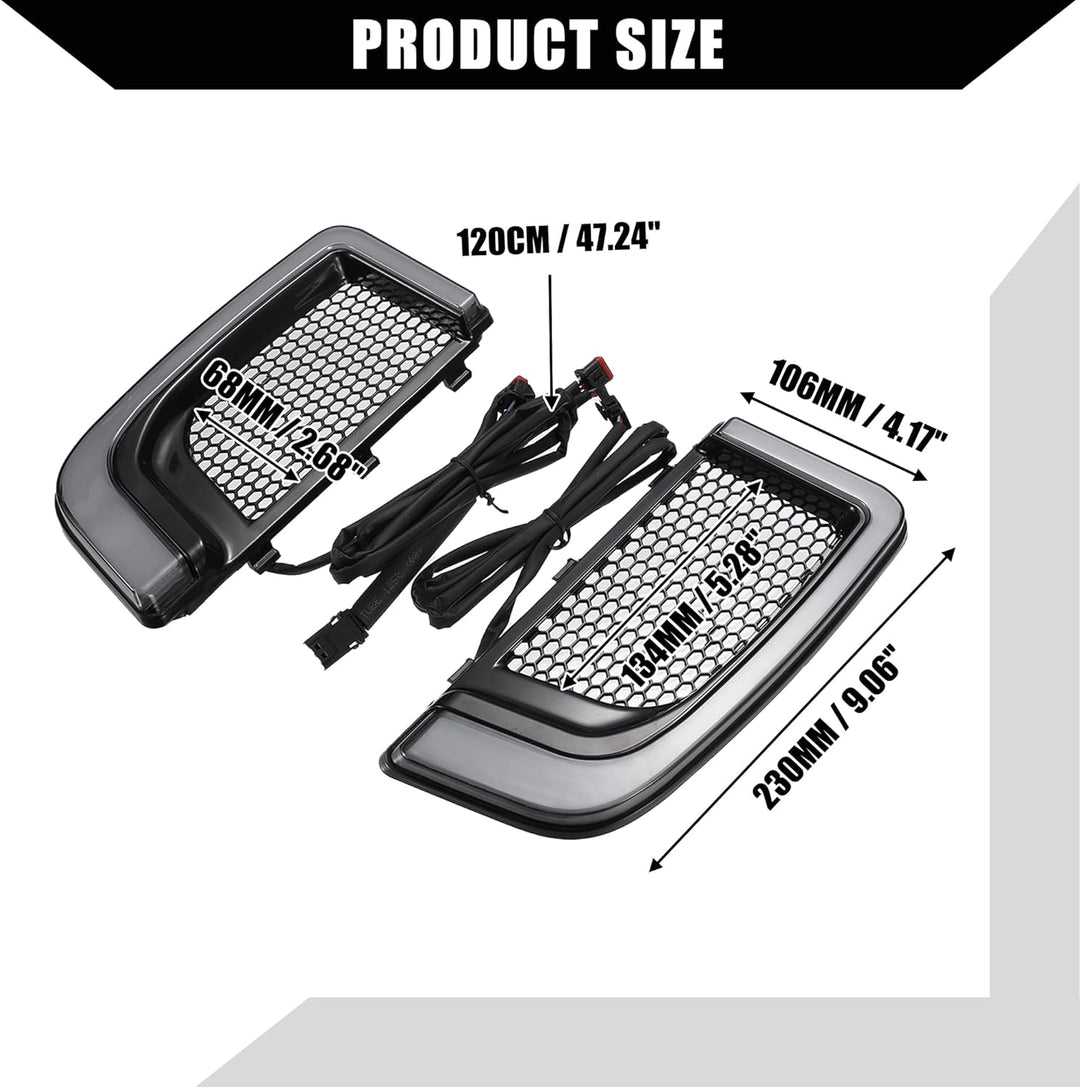 X AUTOHAUX Motorrad LED Verkleidung Untere Gitter Blinker Licht für Harley