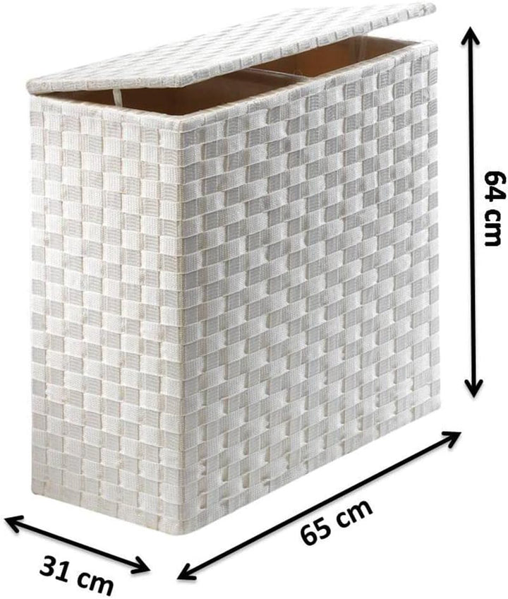Kobolo Wäschesammler Wäschesortierer - Nylon - weiss - 125L - 2 Fächer