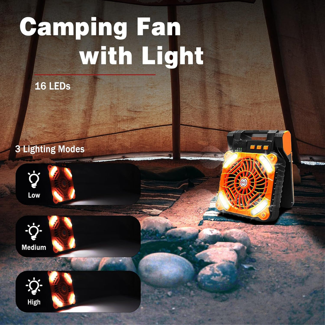 1-Stück Solar Camping Ventilator mit Campinglampe USB Aufladbar Leise Tischventilatoren LED Camping