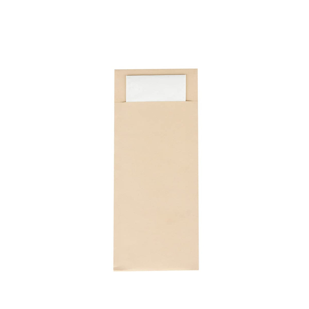 Mank Bestecktasche | 85 x 200 mm | mit 2-lagiger Tissue-Serviette in Weiss | Besteckhülle | Besteckb