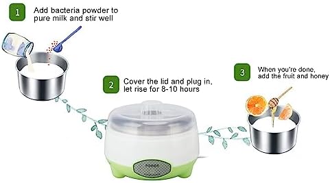 AUNMAS Joghurtbereiter Maschine, 12x16cm 15W Joghurt-Maschine aus Edelstahl für selbstgemachten DIY-