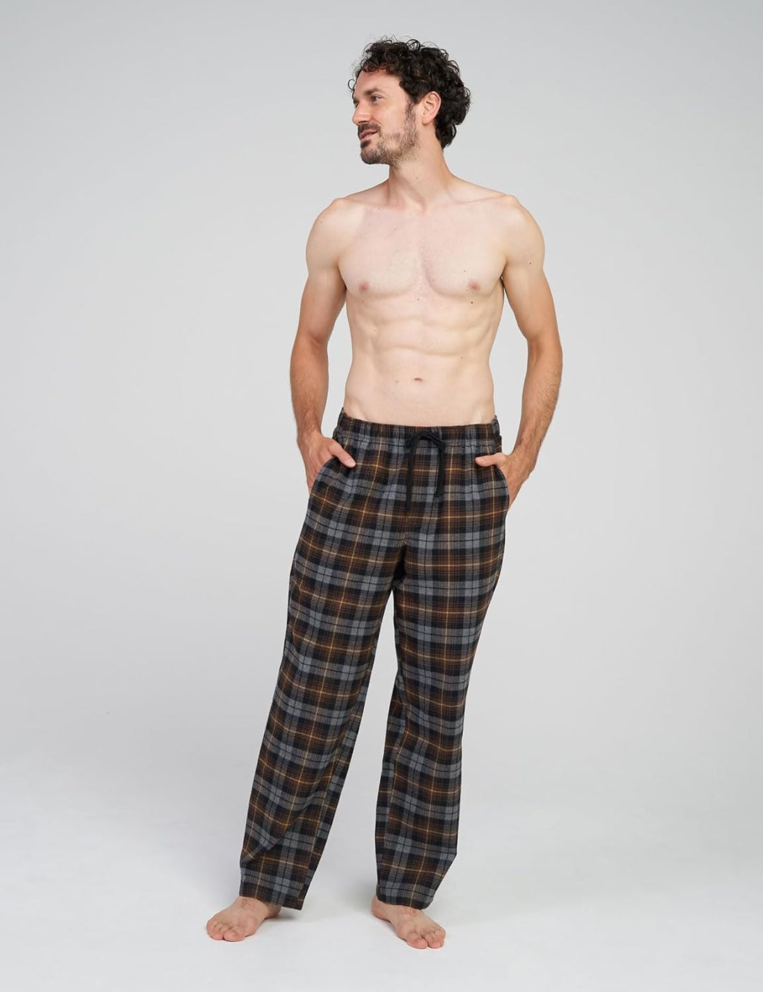 LAPASA Herren Fleece Pyjamahose Relaxed Fit Lounge Hose M128 S Wärmer: Baumwollflanell Baumwollflane