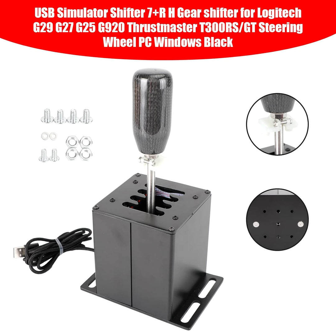 Bruce & Shark 7+R USB Simulator Shifter PC H Schalthebel für Logitech G29 G920 Lenkrad PC Schwarz 7+