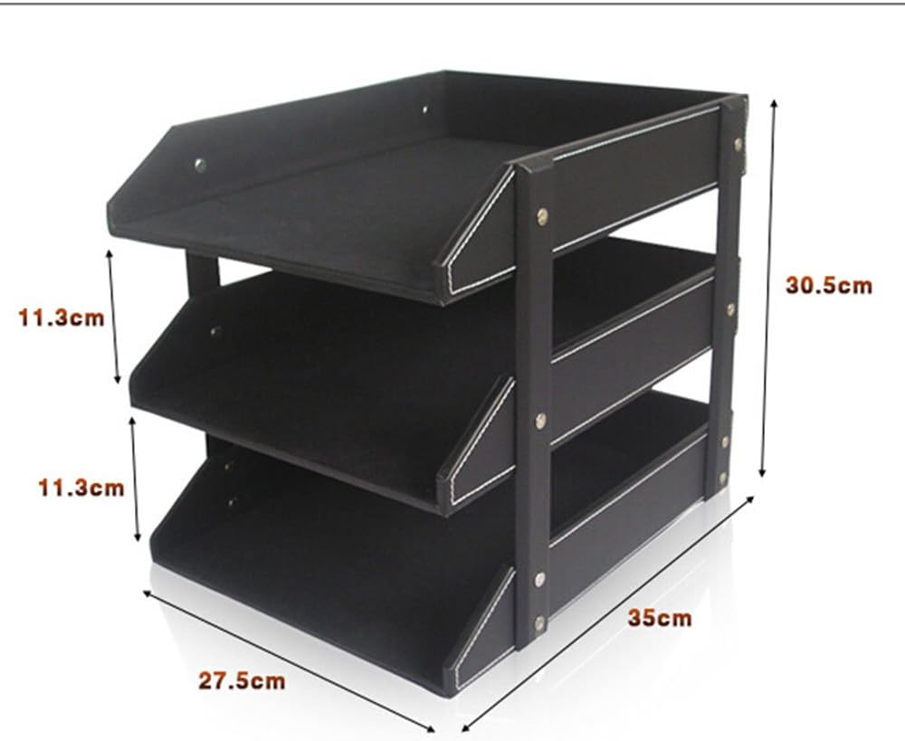 KINGFOM™ A4 Leder Briefablage (3 Schubladen-Braun), 3 Schubladen-Braun