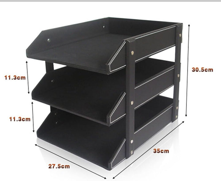KINGFOM™ A4 Leder Briefablage (3 Schubladen-Braun), 3 Schubladen-Braun